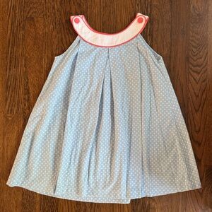 Peggy Green Blue Star Dress with Coral Accents